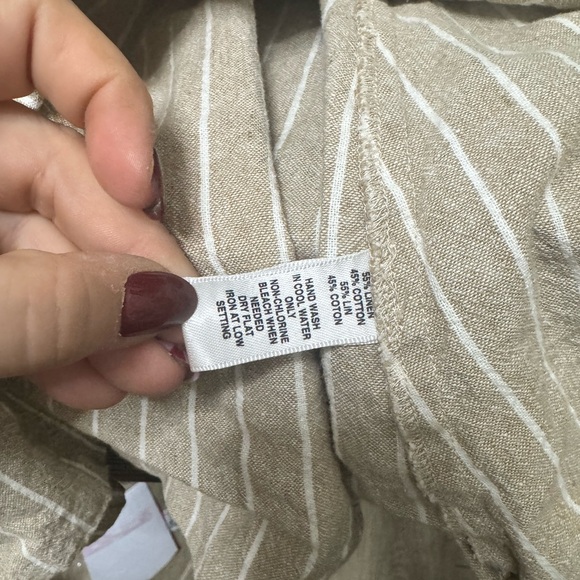 Saks Fifth Avenue Beige Striped Midi Dress - Picture 3 of 6